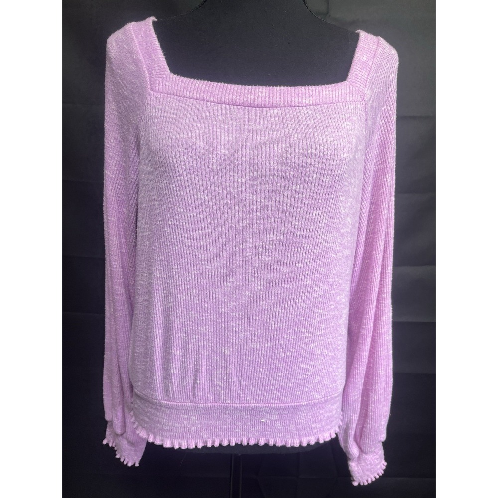 Wrangler Retro Long Sleeve Cropped Sweater Purple Boxy‎ Size Small Ribbed